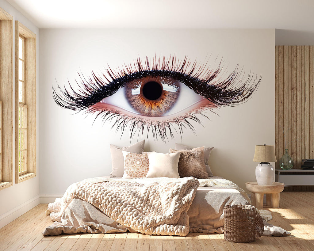 Lash Wall Decal Realistic Eye Wall Sticker Eyelash Beauty Wall Art Lash Studio Decor Esthetician Spa Wall Decor Vinyl Decal