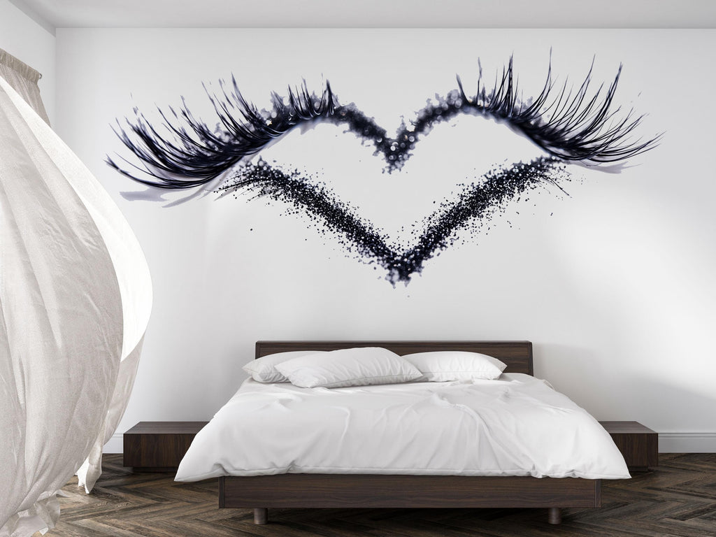 Lash Heart Wall Decal Eyelash Wall Sticker Beauty Salon Decor Lash Studio Wall Art Love Lash Decor Esthetician Vinyl Wall Decal