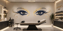 Load image into Gallery viewer, Gold Eye Wall Decal Beauty Salon Wall Sticker Lash Studio Decor Luxury Eyes Wall Art Esthetician Decor Makeup Studio Vinyl Wall Decal