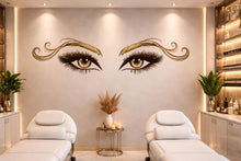 Load image into Gallery viewer, Gold Lash Eyes Wall Decal Beauty Salon Wall Sticker Lash Studio Decor Eye Wall Art Esthetician Decor Makeup Studio Vinyl Wall Decal