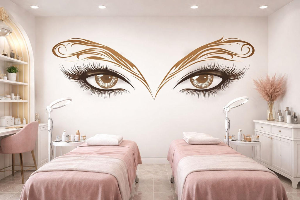 Gold Eyes Wall Decal Beauty Salon Wall Sticker Lash Studio Decor Eye Wall Art Esthetician Decor Makeup Studio Vinyl Wall Decal