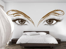 Load image into Gallery viewer, Gold Eyes Wall Decal Beauty Salon Wall Sticker Lash Studio Decor Eye Wall Art Esthetician Decor Makeup Studio Vinyl Wall Decal