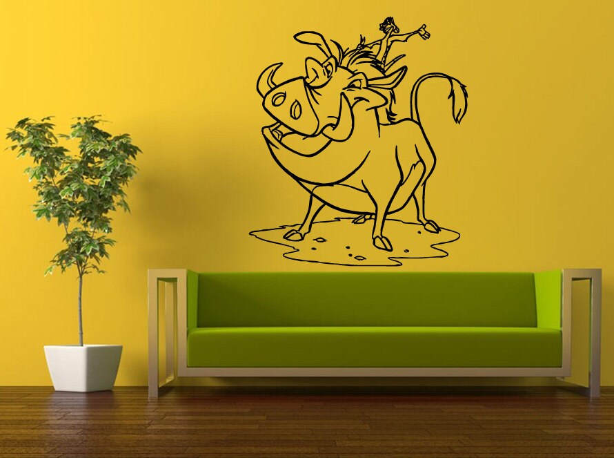 Cartoon Funny Character Pig Warthog And Meerkat Wall Decal Vinyl Sticker Mural Room Decor L544