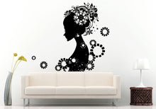 Load image into Gallery viewer, Woman Girl Flowers Hair Style Wall Decal Vinyl Sticker Mural Room Decor L545