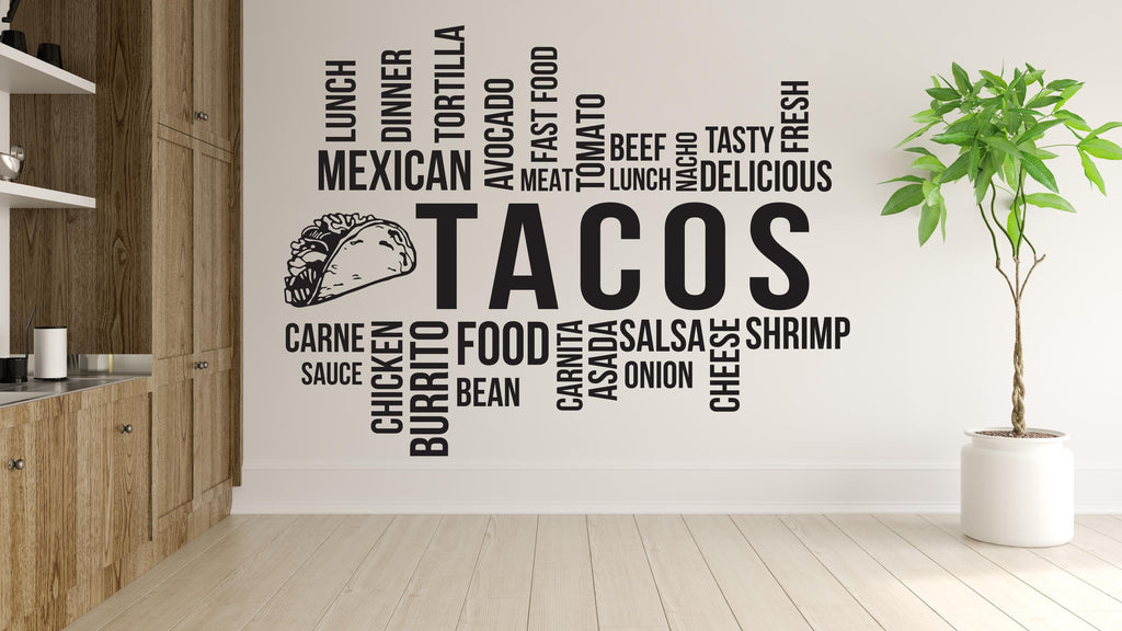 Tacos Wall Decal Restaurant Wall Decal Burrito Wall Sticker Wall Decal Wall Art Window Wall Sticker Mexican food Decor