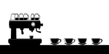 Load image into Gallery viewer, Coffee Machine Wall Decal, Cafe Wall Art, Espresso Cup Vinyl Sticker, Modern Kitchen Decor, Coffee Bar Mural, 546mv
