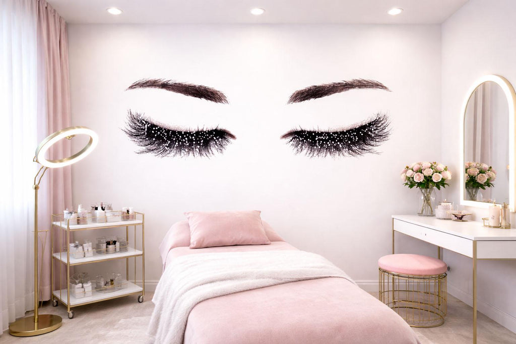 Lash Room Wall Decal, Eyelash Wall Art, Beauty Studio Decor, Eyebrow Lash Mural, Salon Wall Sticker, 554mv