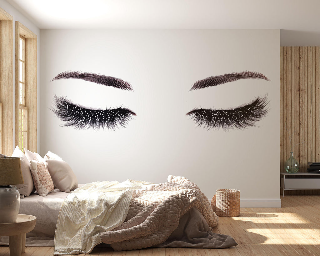 Lash Room Wall Decal, Eyelash Wall Art, Beauty Studio Decor, Eyebrow Lash Mural, Salon Wall Sticker, 554mv