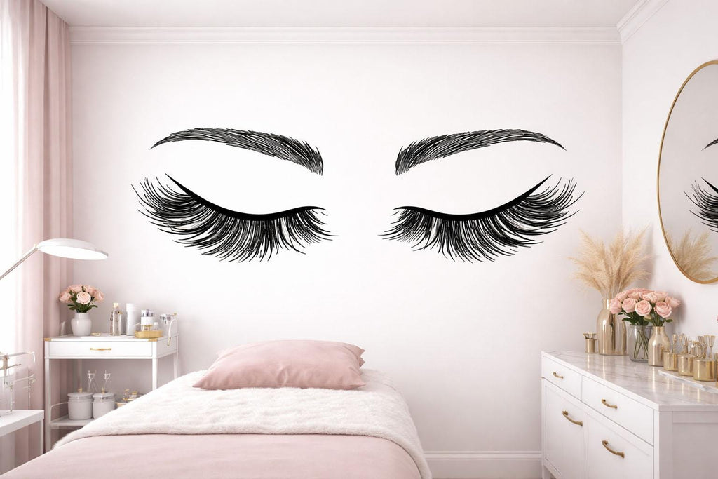 Lash Wall Decal, Eyelash Wall Art, Lash Room Decor, Beauty Salon Sticker, Esthetician Wall Mural, 556mv