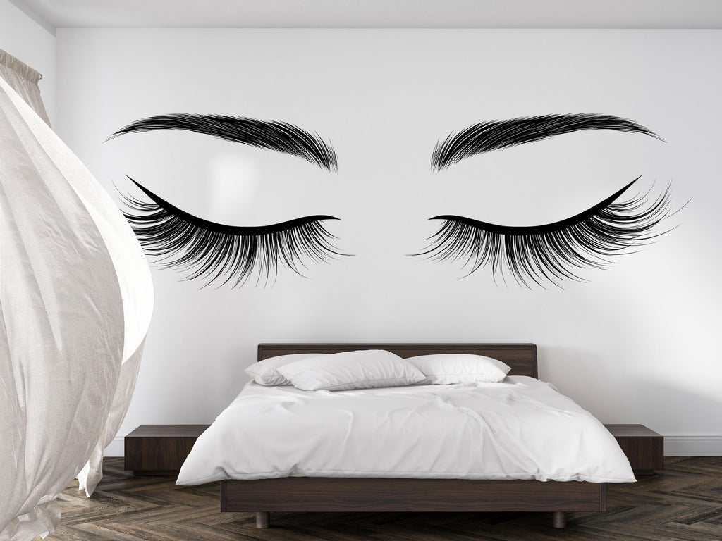 Lash Wall Decal, Eyelash Wall Art, Lash Room Decor, Beauty Salon Sticker, Esthetician Wall Mural, 556mv