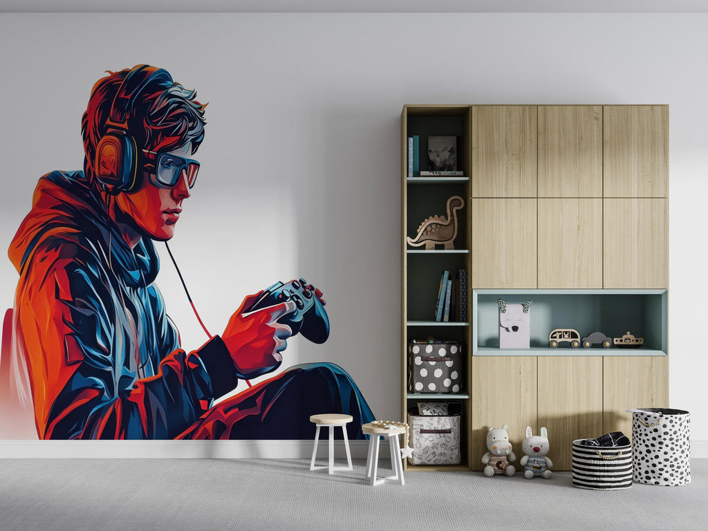 Gamer Wall Decal, Video Game Wall Sticker, Teen Boy Room Decor, Gaming Wall Art, Controller Bedroom Decor, 253gm