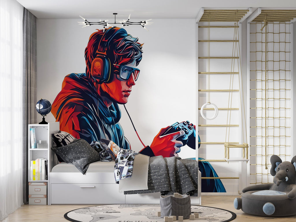 Gamer Wall Decal, Video Game Wall Sticker, Teen Boy Room Decor, Gaming Wall Art, Controller Bedroom Decor, 253gm