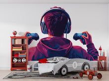 Load image into Gallery viewer, Gamer Wall Decal, Gaming Wall Sticker, Video Game Wall Art, Teen Boy Room Decor, Controller Wall Decor, 255gm