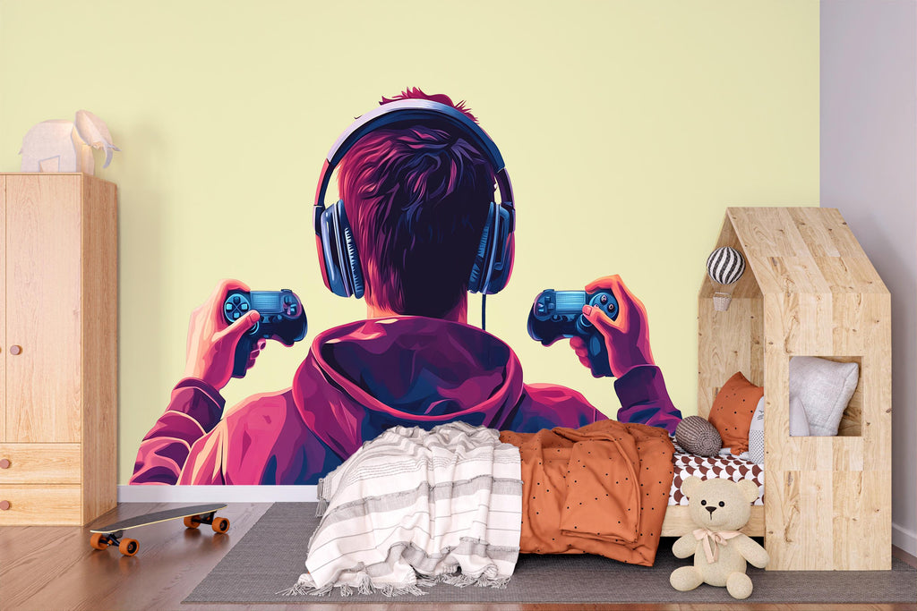 Gamer Wall Decal, Gaming Wall Sticker, Video Game Wall Art, Teen Boy Room Decor, Controller Wall Decor, 255gm