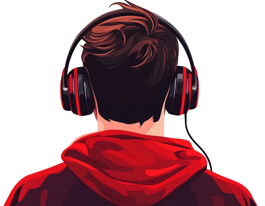 Gamer Wall Decal, Headphone Wall Sticker, Teen Boy Room Decor, Gaming Wall Art, Modern Bedroom Wall Decor, 256gm