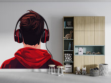 Load image into Gallery viewer, Gamer Wall Decal, Headphone Wall Sticker, Teen Boy Room Decor, Gaming Wall Art, Modern Bedroom Wall Decor, 256gm