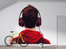 Load image into Gallery viewer, Gamer Wall Decal, Headphone Wall Sticker, Teen Boy Room Decor, Gaming Wall Art, Modern Bedroom Wall Decor, 256gm