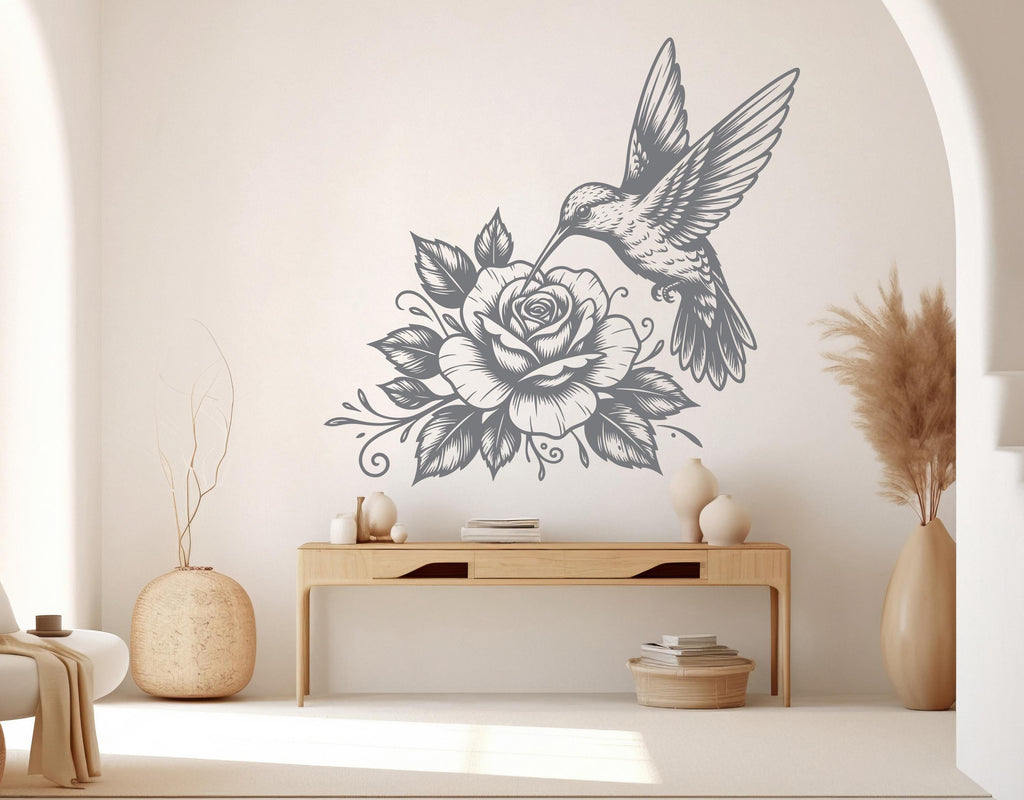 Hummingbird Flowers wall decor Rose Decals Hummingbird Art wall Art Stickers Home Interior Design Murals Gifts Decoration 1089RS