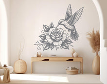 Load image into Gallery viewer, Hummingbird Flowers wall decor Rose Decals Hummingbird Art wall Art Stickers Home Interior Design Murals Gifts Decoration 1089RS