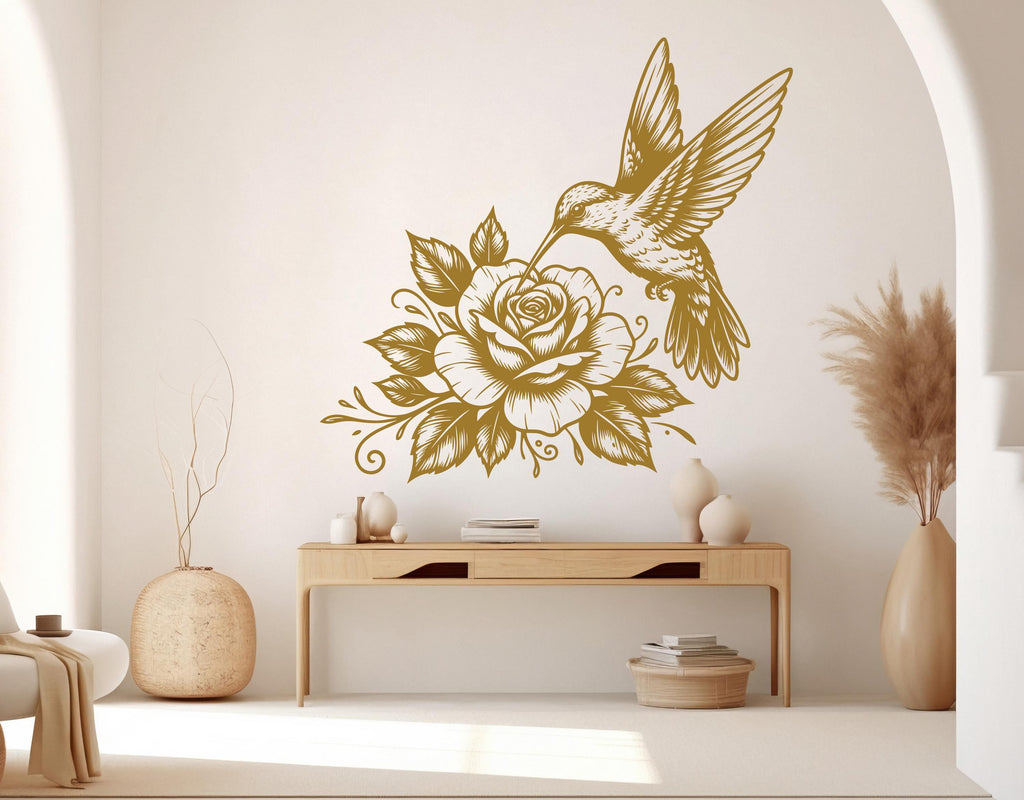 Hummingbird Flowers wall decor Rose Decals Hummingbird Art wall Art Stickers Home Interior Design Murals Gifts Decoration 1089RS