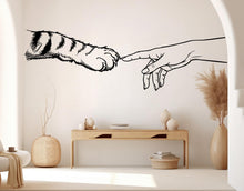 Load image into Gallery viewer, Girl Hand &amp; Cat Paw Vinyl Wall Decal, Cat Lover Decor 1091RS