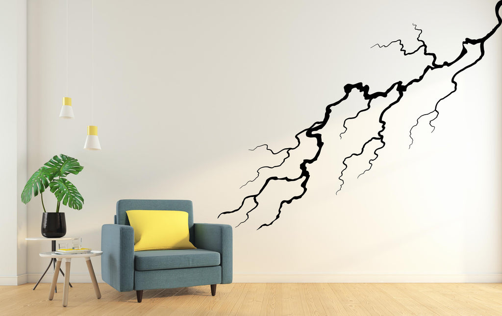 Thunder Bolt Wall mural decals decor, Lightning strike wall decal, Lightning bolt wall decal sticker, Nature storm wall vinyl decal 801LU