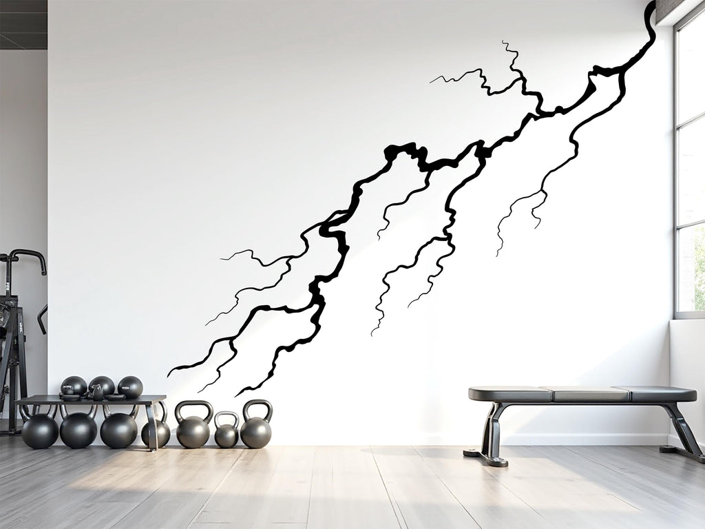 Thunder Bolt Wall mural decals decor, Lightning strike wall decal, Lightning bolt wall decal sticker, Nature storm wall vinyl decal 801LU