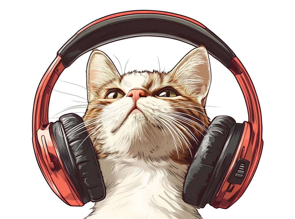 Cat Sticker, Headphone Cat, Cute Kitty Decal, Funny Cat Sticker, Pet Lover Gift, Laptop Sticker, Water Bottle Decal, 261gm