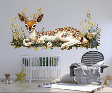 Load image into Gallery viewer, Deer Sticker, Floral Fawn Decal, Woodland Animal Sticker, Boho Nursery Decal, Cute Forest Animal, Laptop Sticker Gift, 262gm