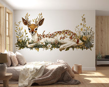 Load image into Gallery viewer, Deer Sticker, Floral Fawn Decal, Woodland Animal Sticker, Boho Nursery Decal, Cute Forest Animal, Laptop Sticker Gift, 262gm