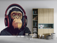 Load image into Gallery viewer, Monkey Sticker, Chimp Decal, Headphone Ape, Funny Animal Sticker, Cool Monkey Art, Laptop Decal, Water Bottle Gift, 266gm