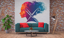 Load image into Gallery viewer, Hair Stylist Sticker, Salon Decal, Colorful Beauty Sticker, Hairdresser Gift, Scissors Art, Cosmetology Decal, Laptop Sticker, 269gm