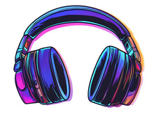 Load image into Gallery viewer, Headphones Sticker, Neon Headset Decal, Gamer Sticker, Music Lover Gift, DJ Headphones Art, Laptop Sticker, Water Bottle, 270gm