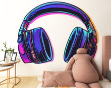 Load image into Gallery viewer, Headphones Sticker, Neon Headset Decal, Gamer Sticker, Music Lover Gift, DJ Headphones Art, Laptop Sticker, Water Bottle, 270gm