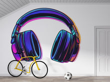 Load image into Gallery viewer, Headphones Sticker, Neon Headset Decal, Gamer Sticker, Music Lover Gift, DJ Headphones Art, Laptop Sticker, Water Bottle, 270gm