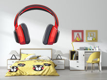 Load image into Gallery viewer, Headphones Sticker, Red Headset Decal, Gamer Sticker, Music Lover Gift, DJ Headphones Art, Laptop Sticker, Water Bottle, 271gm