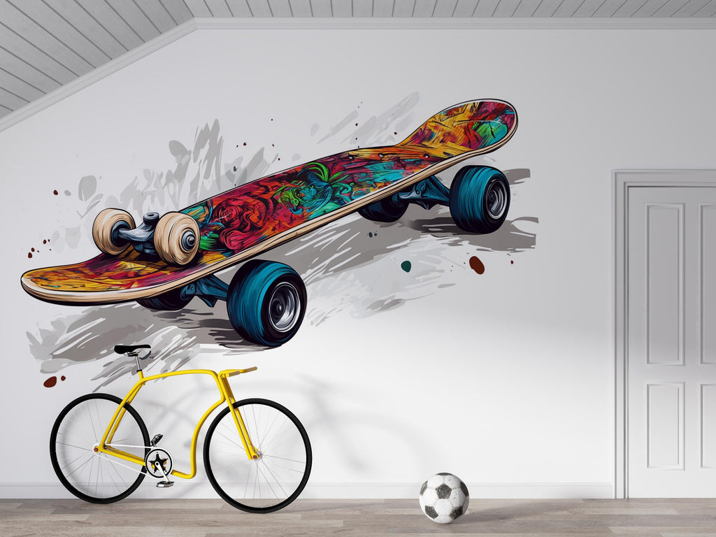 Skateboard Sticker, Skate Deck Decal, Colorful Skate Art, Skater Gift, Cool Board Sticker, Laptop Decal, Water Bottle, 272gm