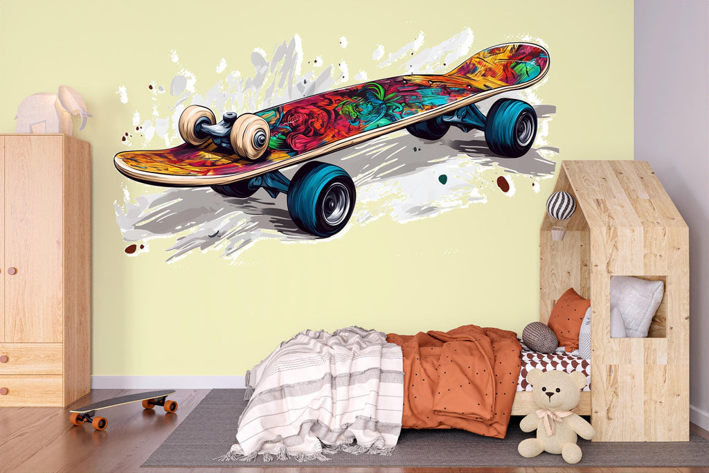 Skateboard Sticker, Skate Deck Decal, Colorful Skate Art, Skater Gift, Cool Board Sticker, Laptop Decal, Water Bottle, 272gm