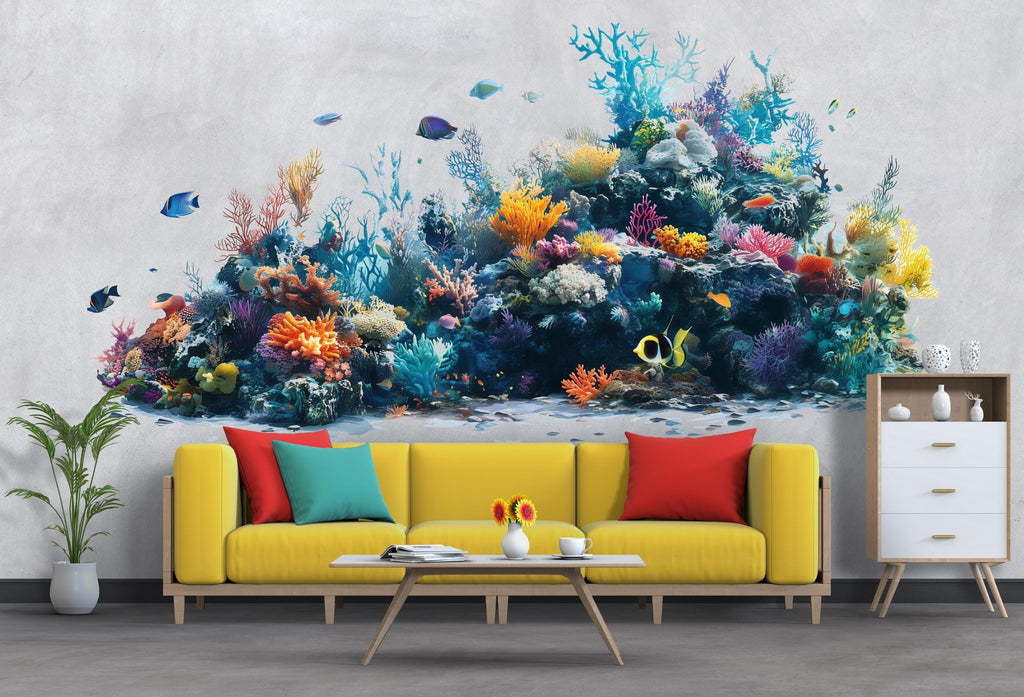 Coral Reef Sticker, Ocean Life Decal, Sea Life Sticker, Underwater Art, Marine Life Gift, Laptop Sticker, Water Bottle, 275gm