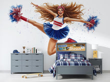 Load image into Gallery viewer, Cheerleader Sticker, Patriotic Cheer Decal, Pom Pom Girl Sticker, Dance Team Gift, Sports Girl Art, Laptop Sticker, 277gm
