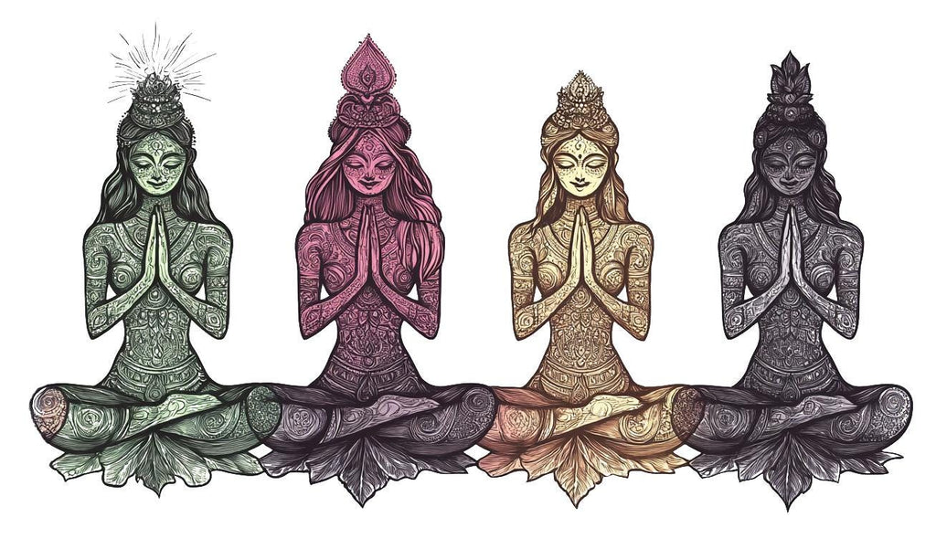 Yoga Goddess Sticker, Meditation Decal, Boho Spiritual Art, Zen Woman Sticker, Chakra Decor, Laptop Sticker, Water Bottle, 278gm