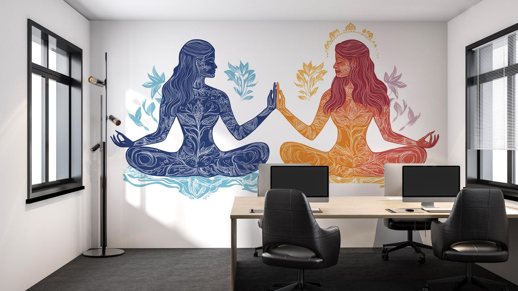 Yoga Sticker, Meditation Women Decal, Spiritual Art Sticker, Boho Zen Gift, Feminine Yoga Art, Laptop Sticker, 279gm