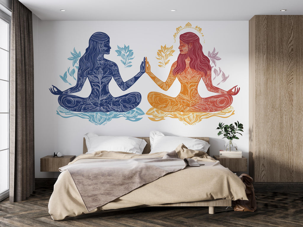 Yoga Sticker, Meditation Women Decal, Spiritual Art Sticker, Boho Zen Gift, Feminine Yoga Art, Laptop Sticker, 279gm
