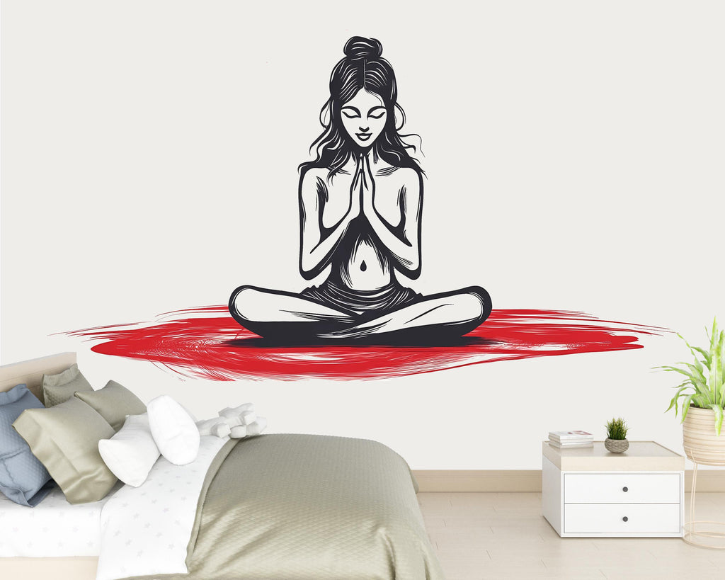 Yoga Sticker, Meditation Woman Decal, Zen Art Sticker, Spiritual Gift, Boho Yoga Decor, Laptop Sticker, Water Bottle, 282gm