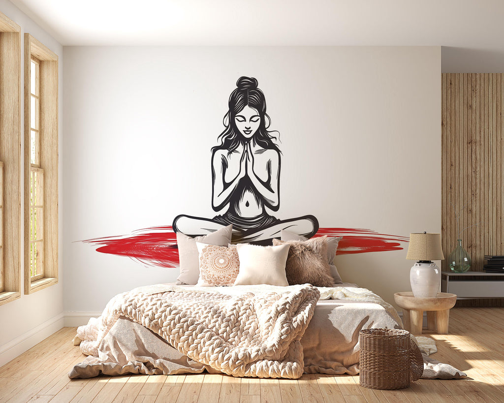 Yoga Sticker, Meditation Woman Decal, Zen Art Sticker, Spiritual Gift, Boho Yoga Decor, Laptop Sticker, Water Bottle, 282gm