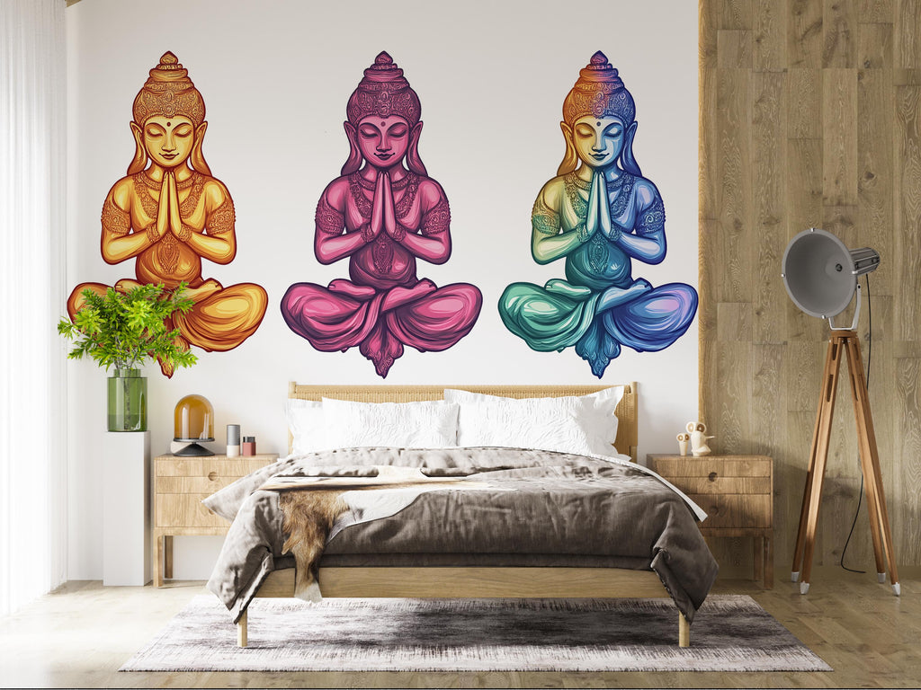 Buddha Sticker, Meditation Decal, Spiritual Yoga Art, Zen Wall Style, Boho Mindful Gift, Laptop Sticker, Water Bottle, 283gm