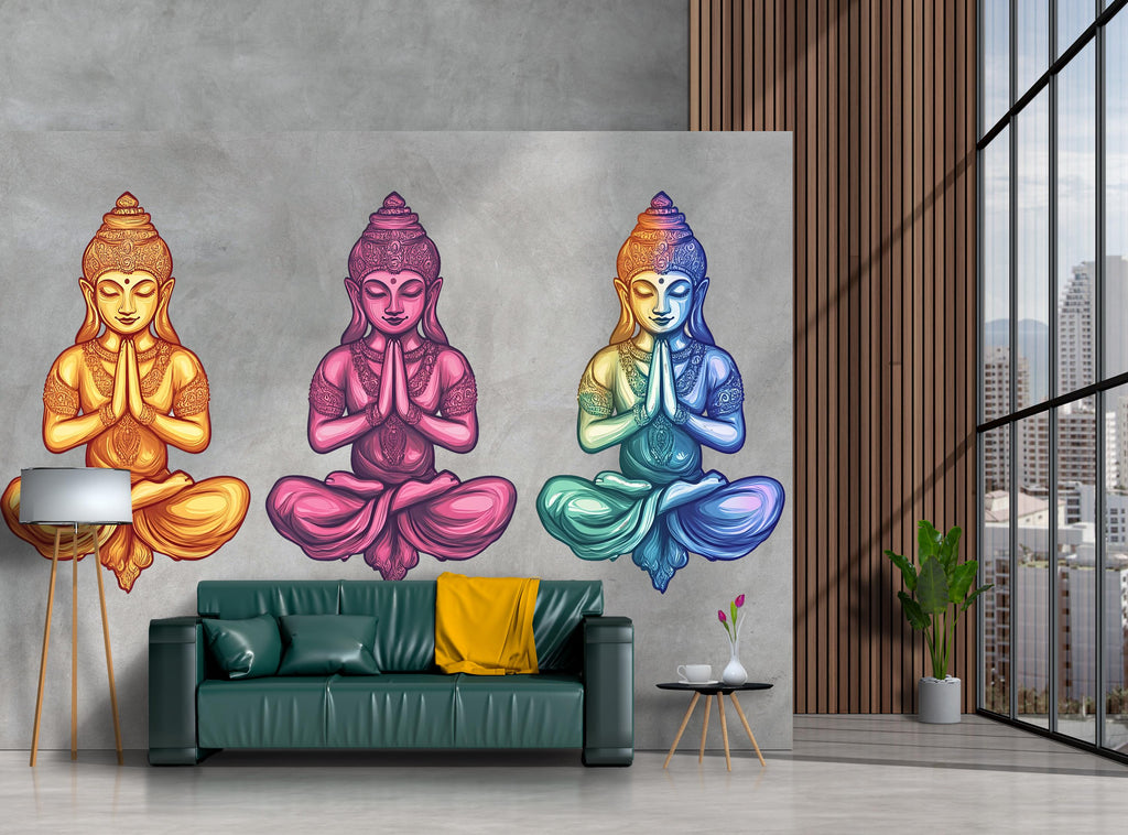 Buddha Sticker, Meditation Decal, Spiritual Yoga Art, Zen Wall Style, Boho Mindful Gift, Laptop Sticker, Water Bottle, 283gm