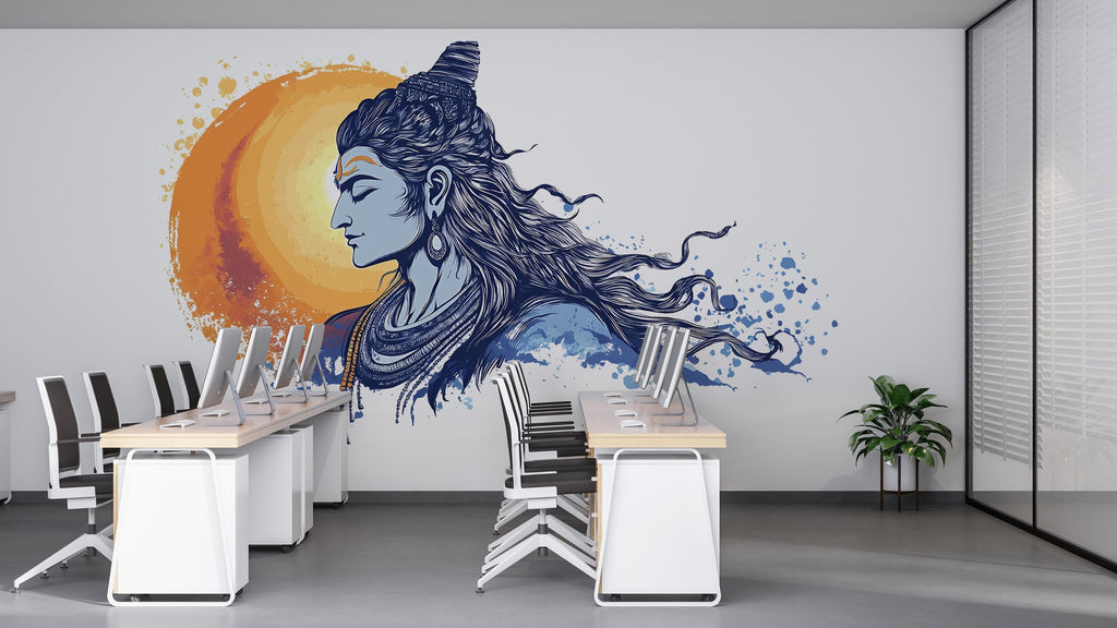 Shiva Sticker, Hindu Art Decal, Spiritual Yoga Sticker, Meditation Gift, Blue Shiva Art, Laptop Sticker, Water Bottle, 286gm