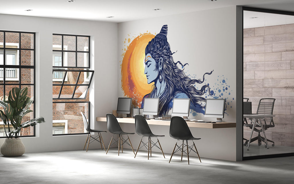 Shiva Sticker, Hindu Art Decal, Spiritual Yoga Sticker, Meditation Gift, Blue Shiva Art, Laptop Sticker, Water Bottle, 286gm