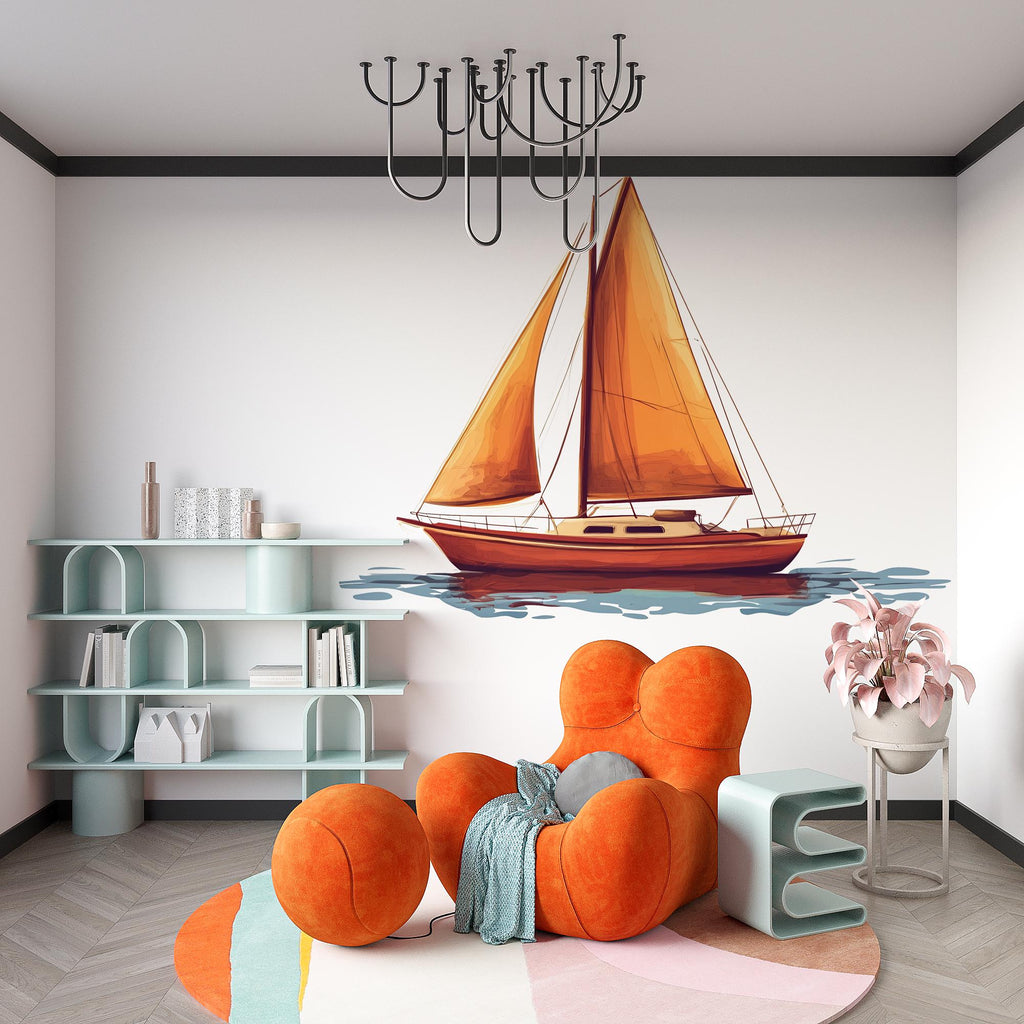 Sailboat Sticker, Boat Decal, Nautical Sticker, Coastal Art Gift, Ocean Lover Sticker, Laptop Sticker, Water Bottle, 287gm